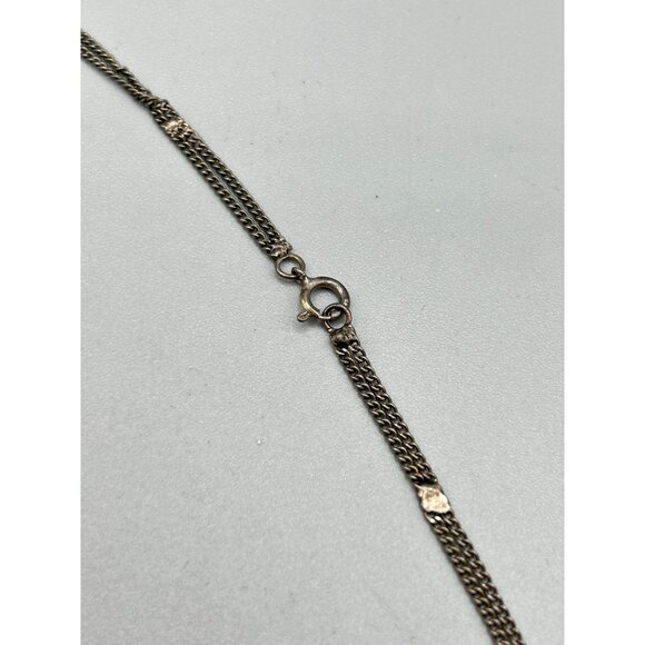 Sterling Silver Marcasite Pendant Necklace Cognac Glass Stone Removable Pendant - Picture 11 of 14